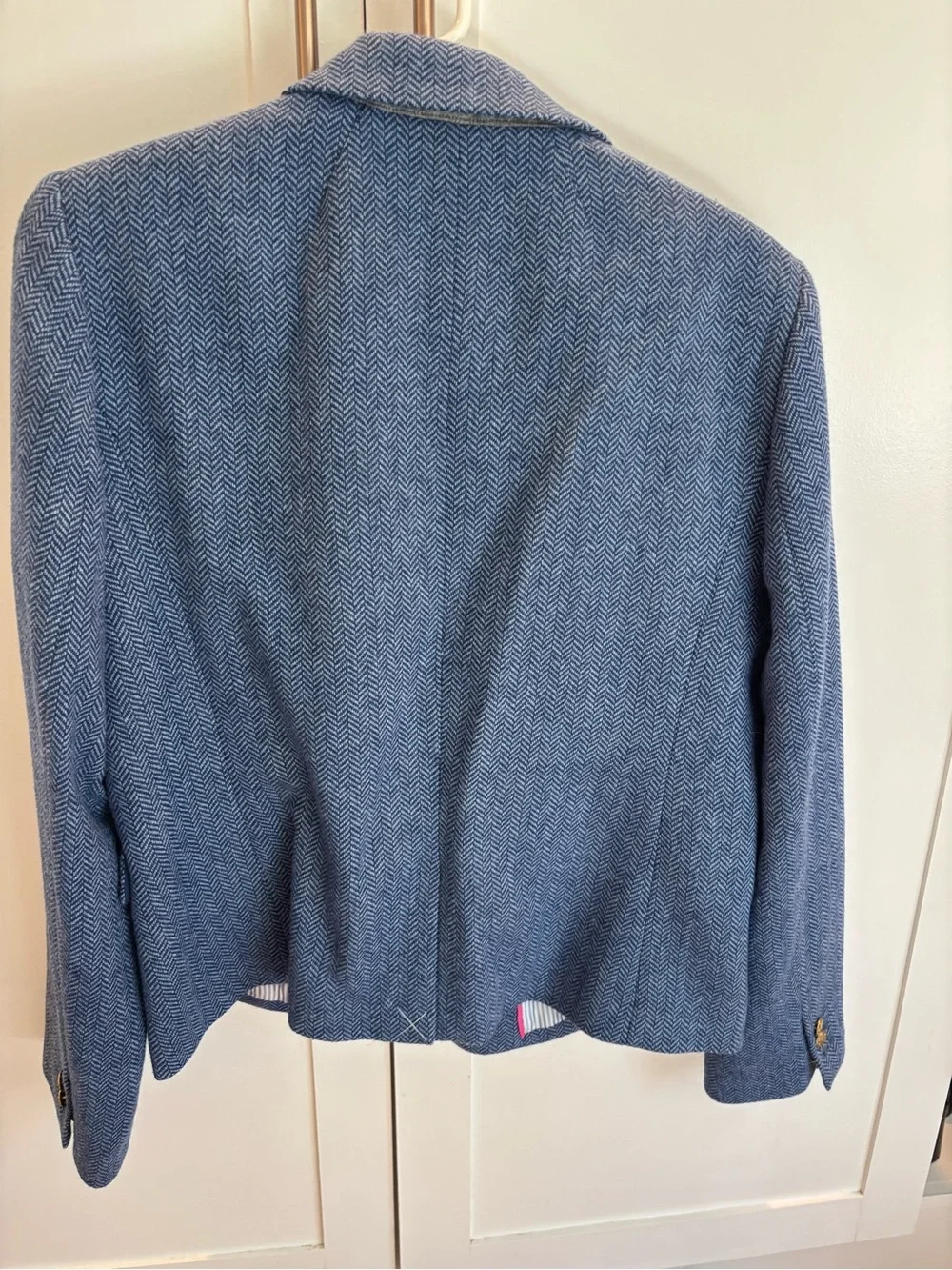 J. Crew Blue Herringbone Wool-Blend Blazer